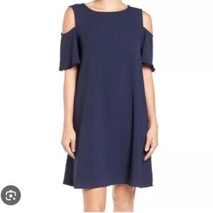 Bobeau navy cold shoulder mini dress medium petite